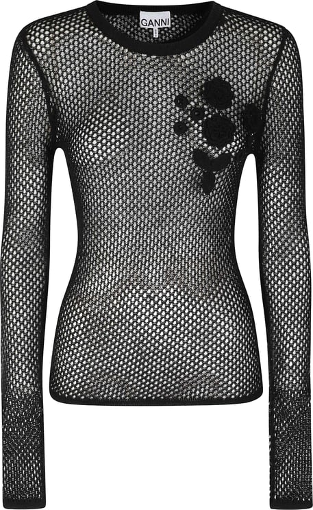 Ganni TOP IN MESH DI COTONE MERCERIZZATO