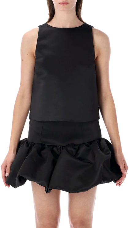 Ganni Satin Open Back Top Nero
