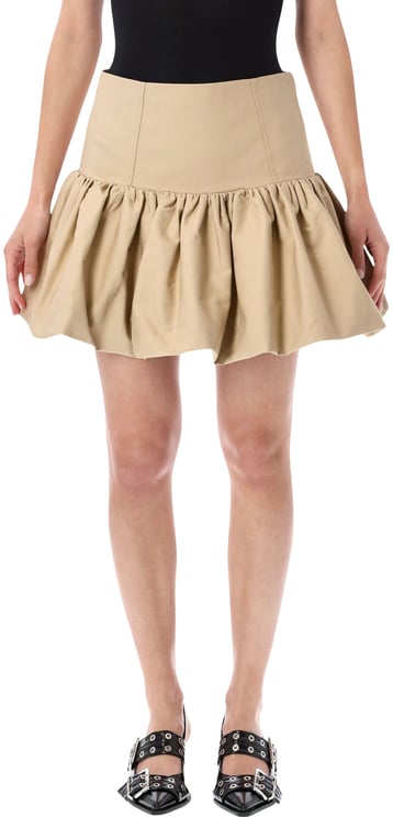Ganni Cotton Mini Skirt Sand
