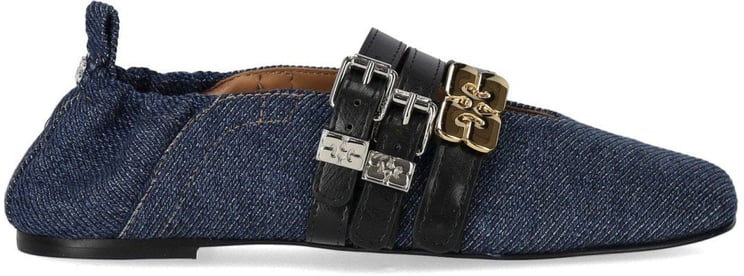 Ganni GANNI SUE TRIPLE DENIM BALLET FLAT SHOE