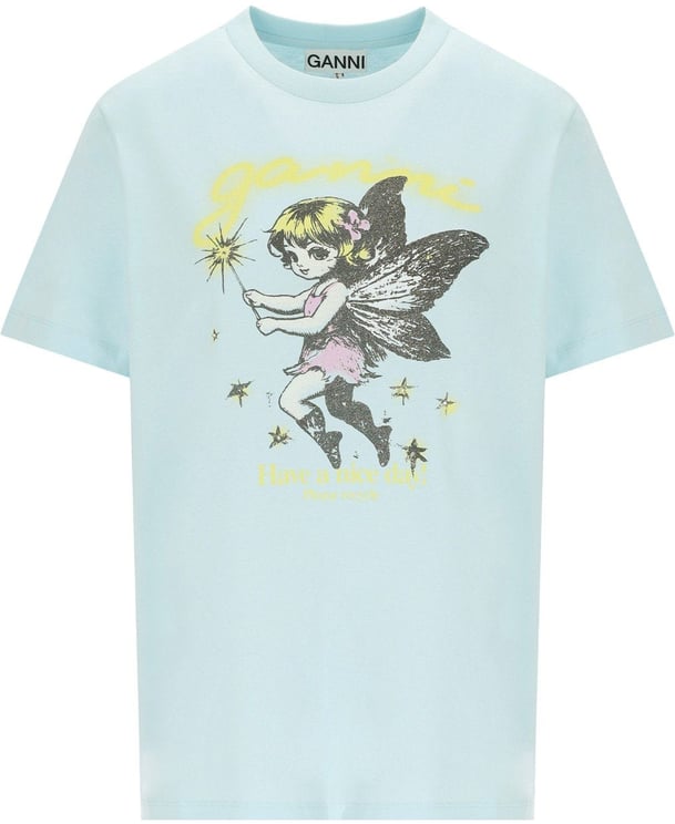 Ganni GANNI FAIRY LIGHT BLUE T-SHIRT