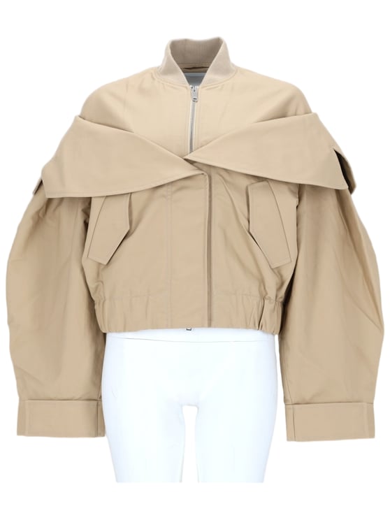 Ganni Cropped Bomber Jacket in Organic Cotton with Dramatic Silhouette