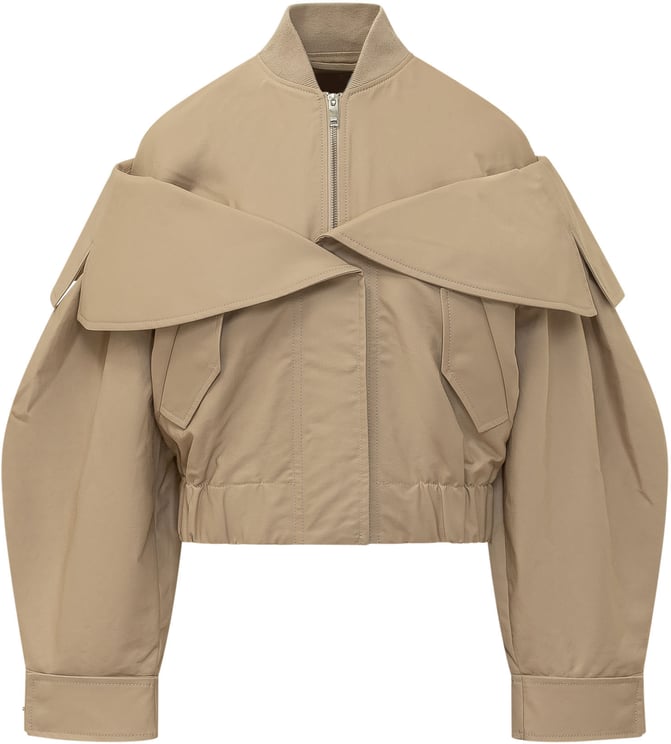 Ganni Bomber Corto con Zip e Tasche