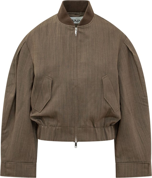 Ganni Bomber Corto con Collo Alto