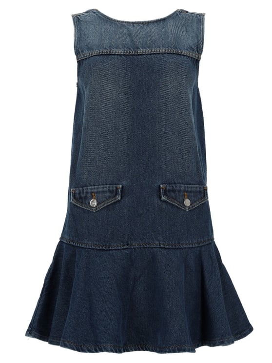 Ganni Organic Cotton Flared Ruffle Mini Dress