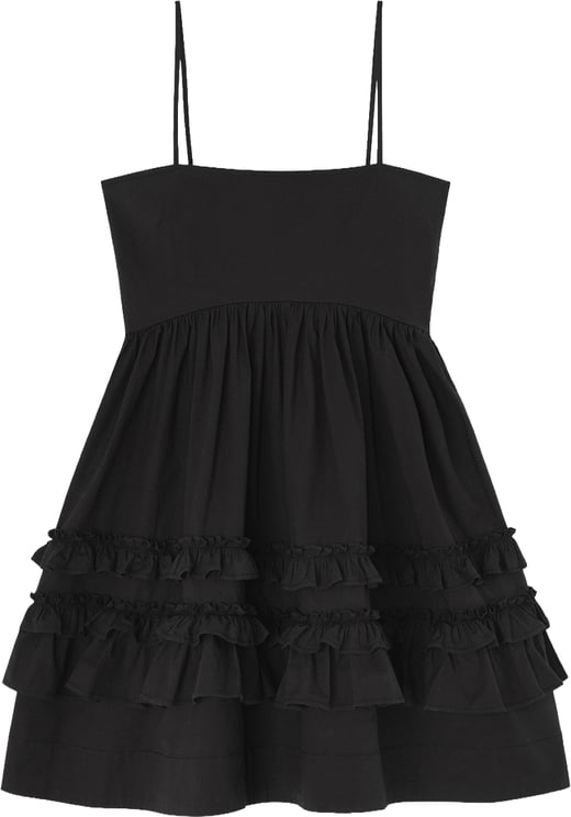 Ganni Organic Cotton Ruffled Hem Mini Dress
