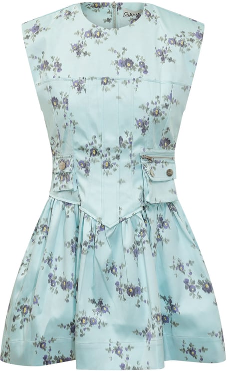 Ganni Abito Mini con Corsetto e Stampa Floreale