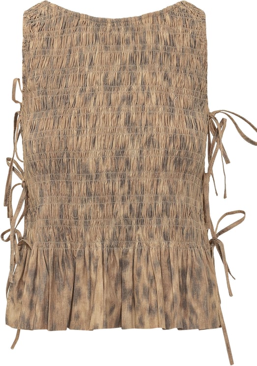 Ganni Top Drappeggiato con Stampa