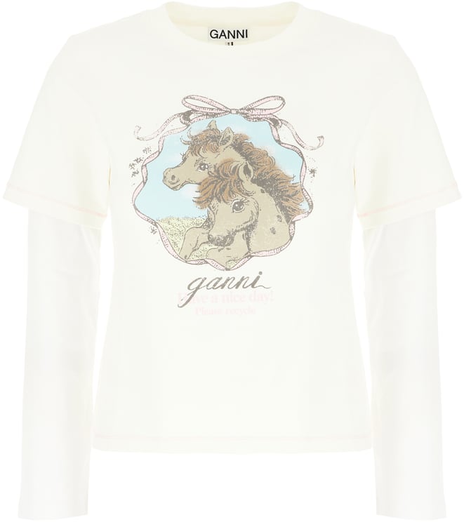 Ganni Ganni White cotton blend t-shirt