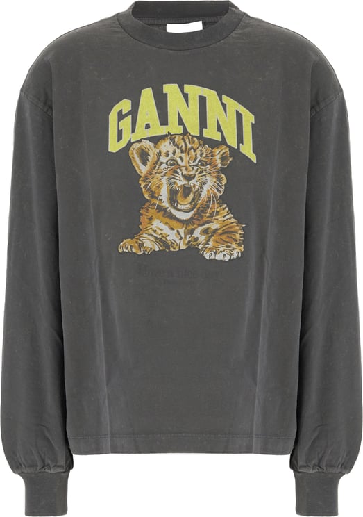 Ganni Ganni Painted grey cotton sweatshirt