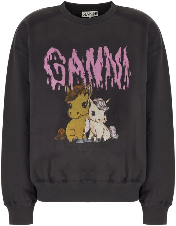 Ganni Ganni Charcoal cotton oversize sweater