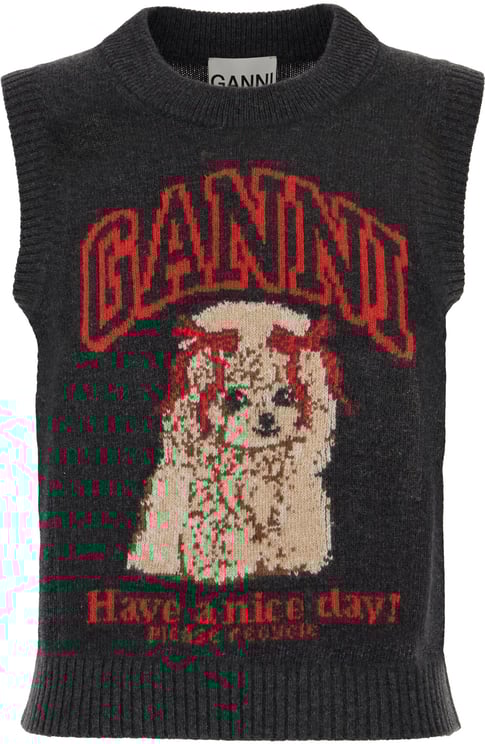 Ganni Ganni Black wool blend sleeveless sweater