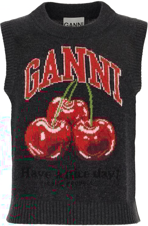 Ganni Ganni Black wool blend sleeveless sweater