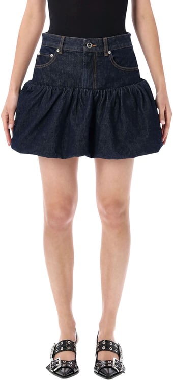 Ganni Bubble Mini Skirt Rinse Blue