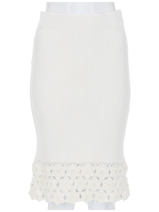 Ganni Ribbed Cotton Blend Crochet Mini Skirt