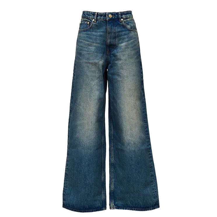 Ganni High-Waisted Wide-Leg Rigid Denim Lari Jeans