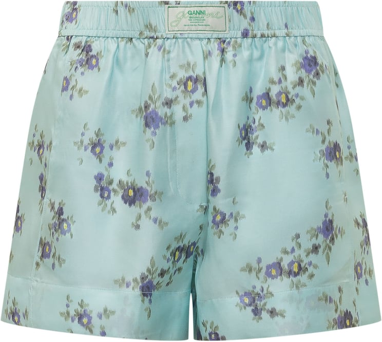 Ganni Short con Stampa Floreale e Vita Elasticizzata
