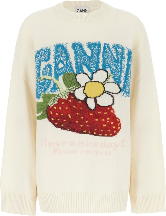 Ganni Ganni Ivory wool blend sweater