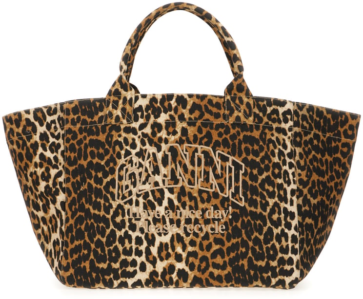 Ganni Ganni Printed canvas shopping bag