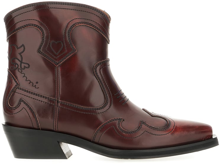 Ganni Ganni Brown synthetic leather ankle boots