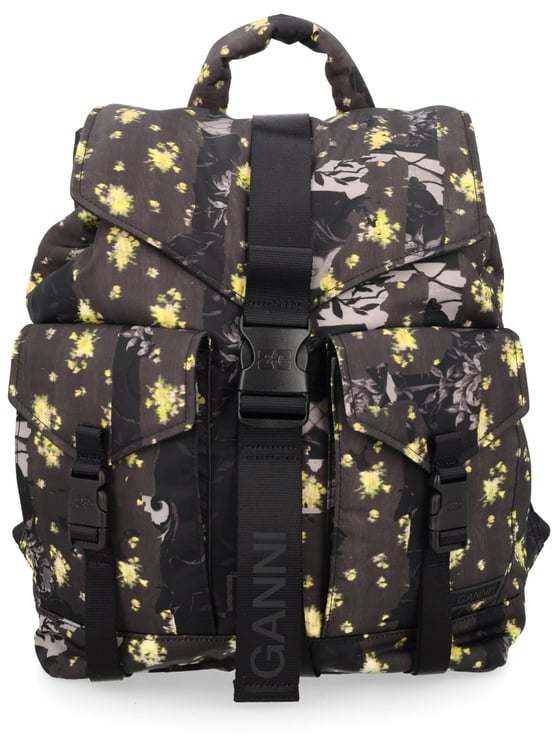 Ganni Re-Tech Abstract Floral Pockets Backpack