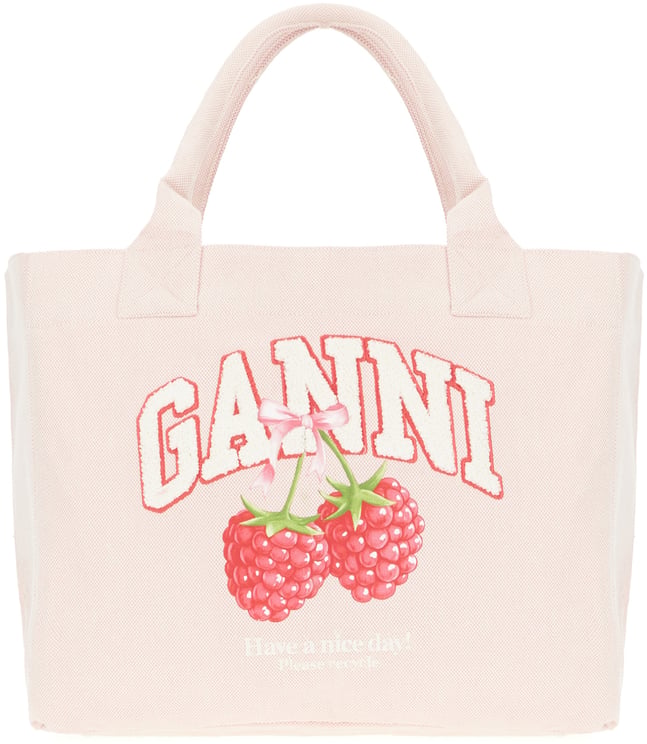 Ganni Ganni Pink canvas shopping bag