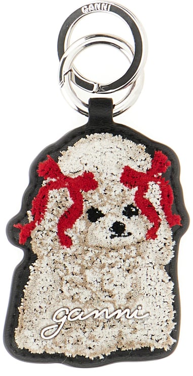 Ganni Ganni Multicolor leather and fabric key ring