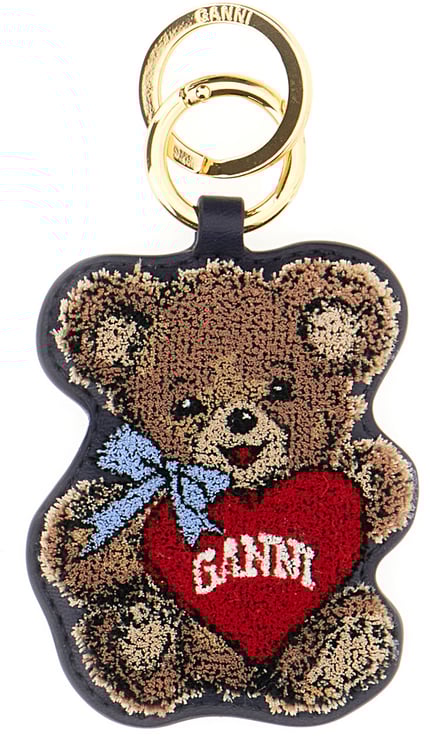 Ganni Ganni Multicolor leather and fabric key ring
