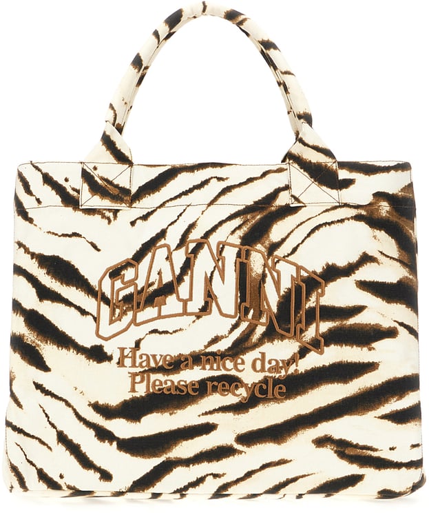 Ganni Ganni Printed canvas shopping bag