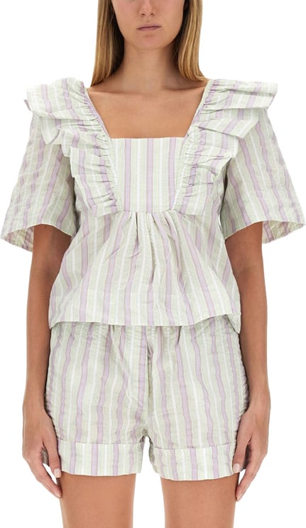 Ganni Ruffle Blouse
