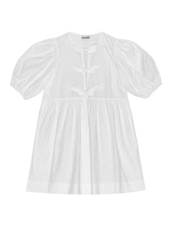 Ganni Poplin Recycled Cotton Decorative Mini Dress