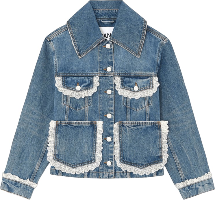 Ganni RIGID DENIM LACE JACKET