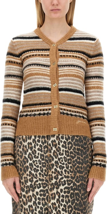 Ganni Cardigan With Stripe Pattern