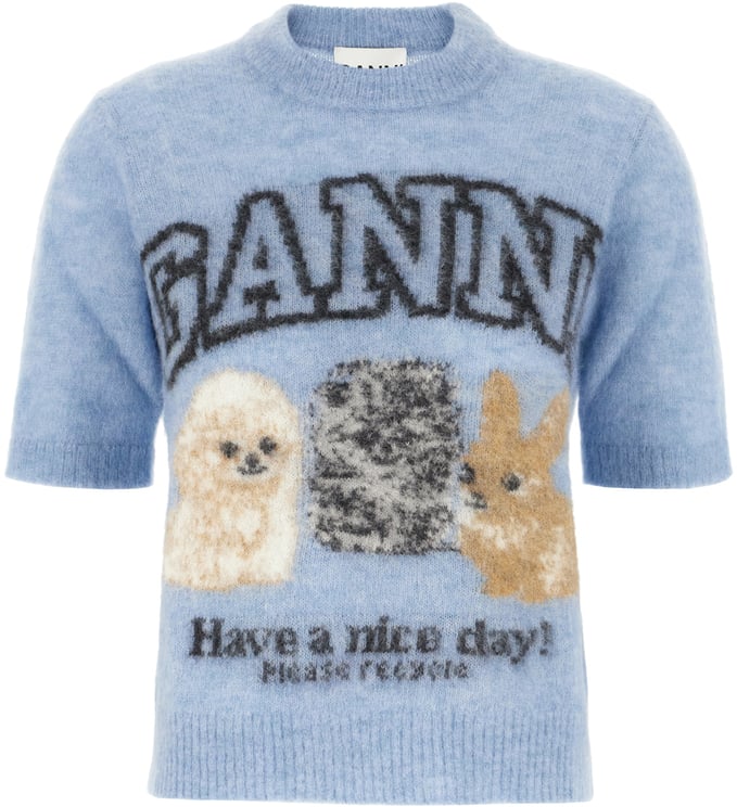 Ganni Ganni Powder blue alpaca blend sweater