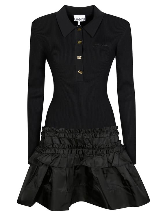 Ganni Melange Rib Knit Mini Dress