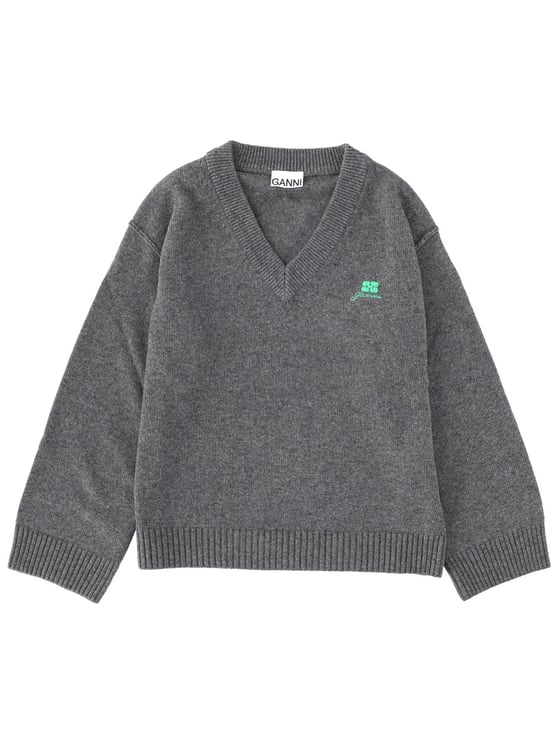 Ganni Oversized Embroidered Logo Sweater