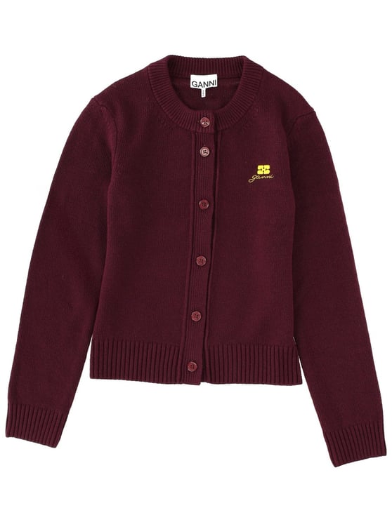 Ganni Button-Down Cropped Logo Cardigan