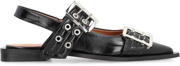 Ganni Feminine Buckle faux leather slingback pumps