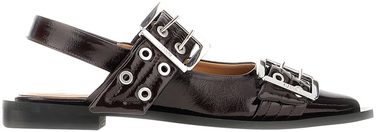 Ganni Ganni Aubergine synthetic leather Feminine Buckle ballerinas