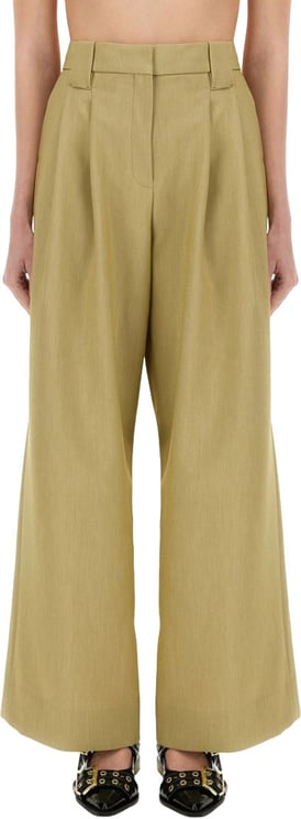 Ganni Mid-Waist Wide-Leg Suit Pants