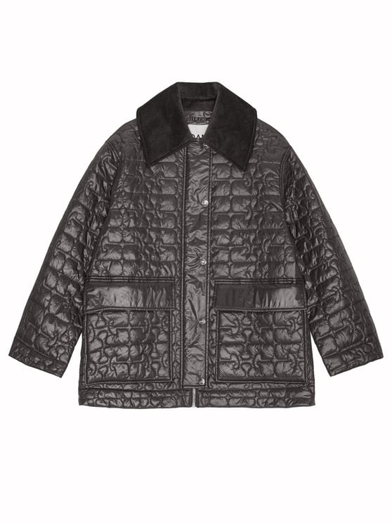 Ganni Neutrals Quilted Midi Recycled Nylon Coat
