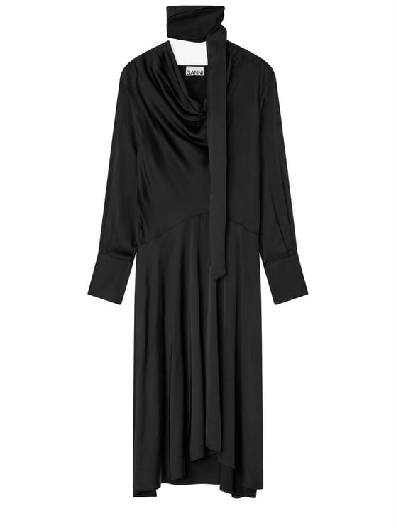 Ganni Viscose-Blend Draped Scarf Midi Dress