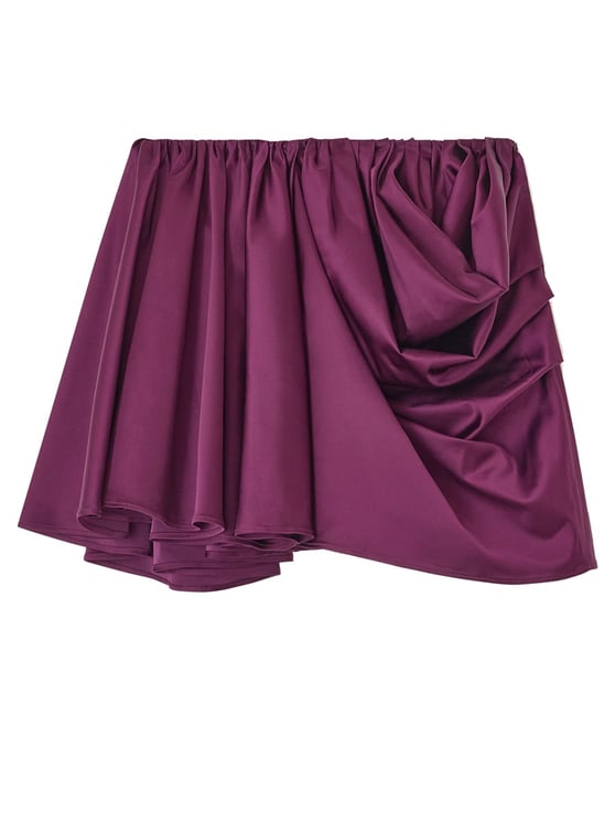 Ganni Bordeaux Asymmetrical Draped Mini Skirt