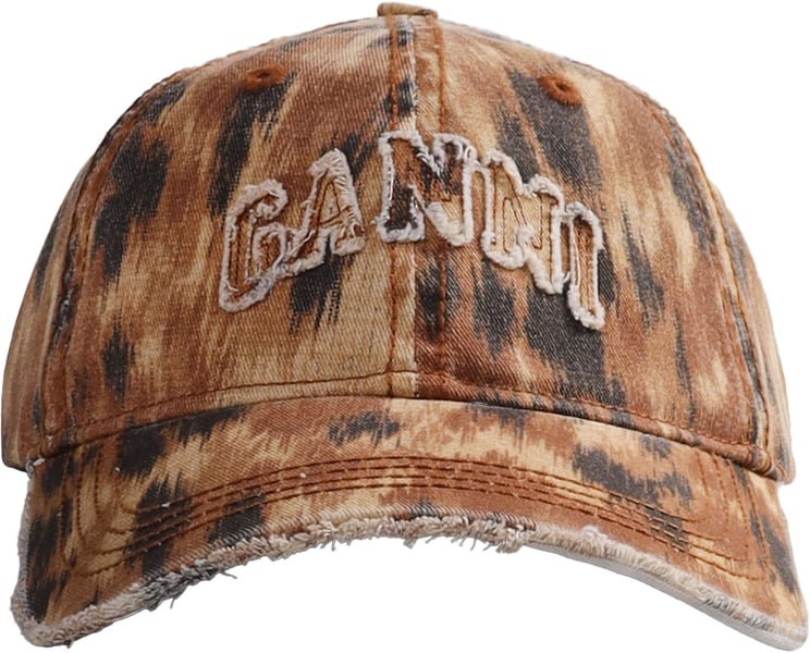 Ganni Cap van gewassen katoen met print op canvas