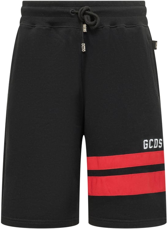 GCDS Bermuda in Felpa con Bande a Contrasto