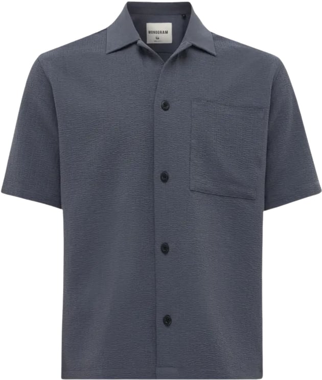 Genti Genti Sunset Monogram Korte Mouw Overhemden Donkergrijs S4197-2001