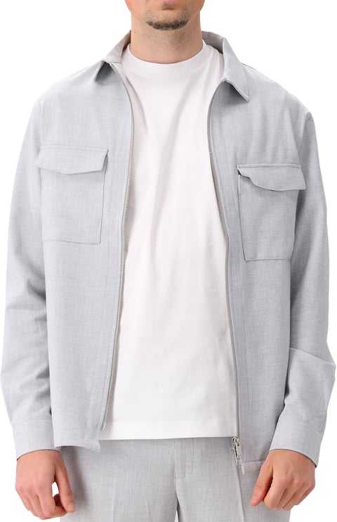 Genti Genti Overshirt Grijs Oaks Shirt Jacket Zip