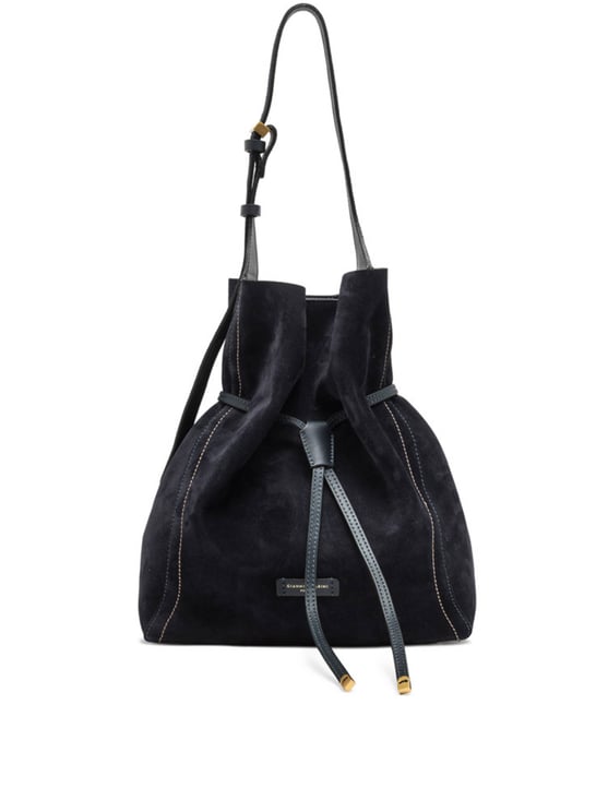 Gianni Chiarini Slouchy Suede Bucket Bag with Drawstring Closure