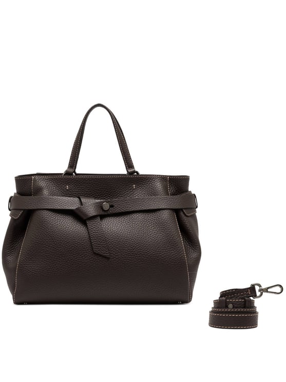Gianni Chiarini Structured Textured Leather Handbag with Wrap-Around Belt Detail
