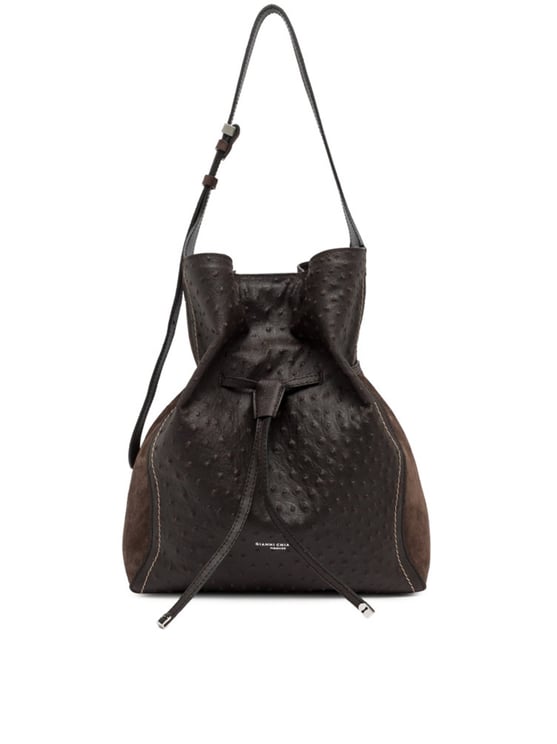 Gianni Chiarini Spacious Ostrich-Effect Leather Shoulder Bag